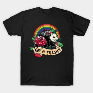 LGBT Rose Racoon Gay & Trashy T-Shirt